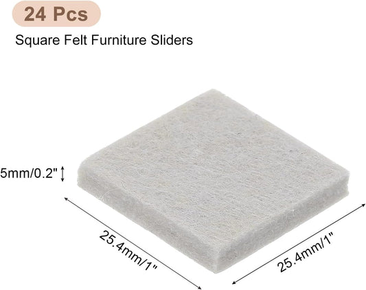 uxcell Furniture Pads, 24Pcs 1.5" - Square Self Adhesive Felt Furniture Pads, Floor Protectors for Furniture Feet Chairs Legs Hardwood Floors (Black)