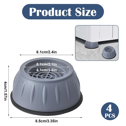 Washer Anti Vibration Pads, 4 Pcs Anti Vibration Pads for Washing Machine and Dryer - Reduce Noise, Stop Moving Shaking Walking, Rubber Feet Stabilizer, Universal Size