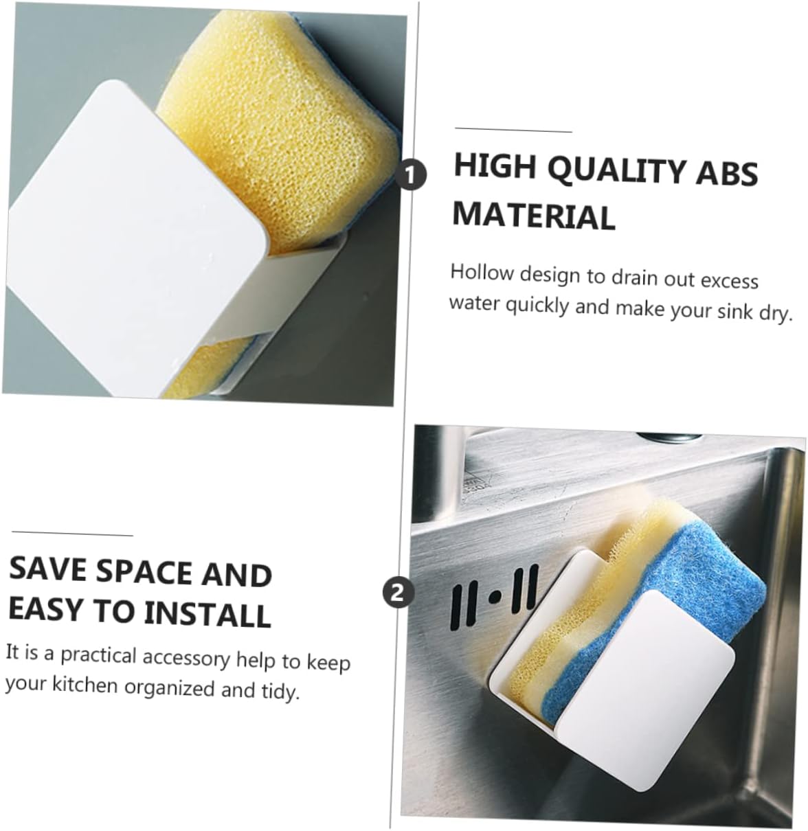 Unomor 2pcs Self Draining Sponge Holder Wall-mounted Dishcloth Rack Cleaning Cloth Storage Rack for Kitchen