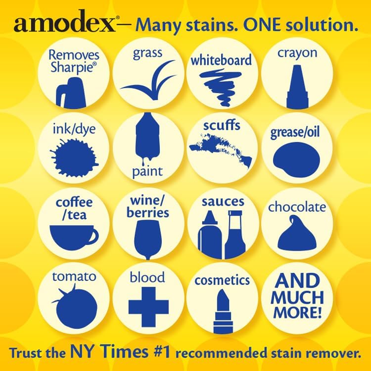Amodex Laundry Brush for Stains on Clothes, Use with Amodex Stain Remover to Remove Ink, Sharpie, Makeup, and More, Soft Bristled Brush for Stain Removal Even on Delicate Fabrics and Skin
