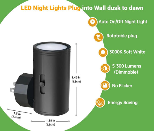 GEPLAD 4-Pack Motion Sensor Night Light, Plug into Wall Dusk to Dawn LED Nightlight, Auto On/Off, 3000K Soft White 100 Lumens, Rotatable Plug-in Design for Hallway, Staircase, Bathroom, Corridor