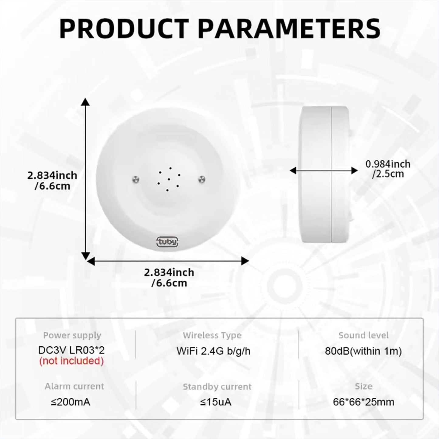 TUBY WiFi Water Leak Detector – No Hub Required, Easy Installation Smart Sensor for Home, Basement, Kitchen, Bathroom – Moisture Sensor, Wireless, IP55 80dB Alarm Flood Sensors