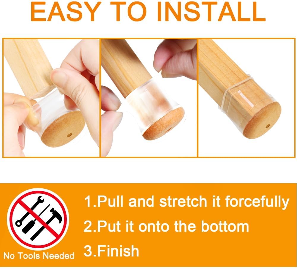 VIUME 24 Pcs Chair Leg Floor Protectors for Hardwood Floors Silicone Covers Felt Pads Furniture Leg Caps Anti-Scratch Reduce Noise Fit (1-5/16" to 2")