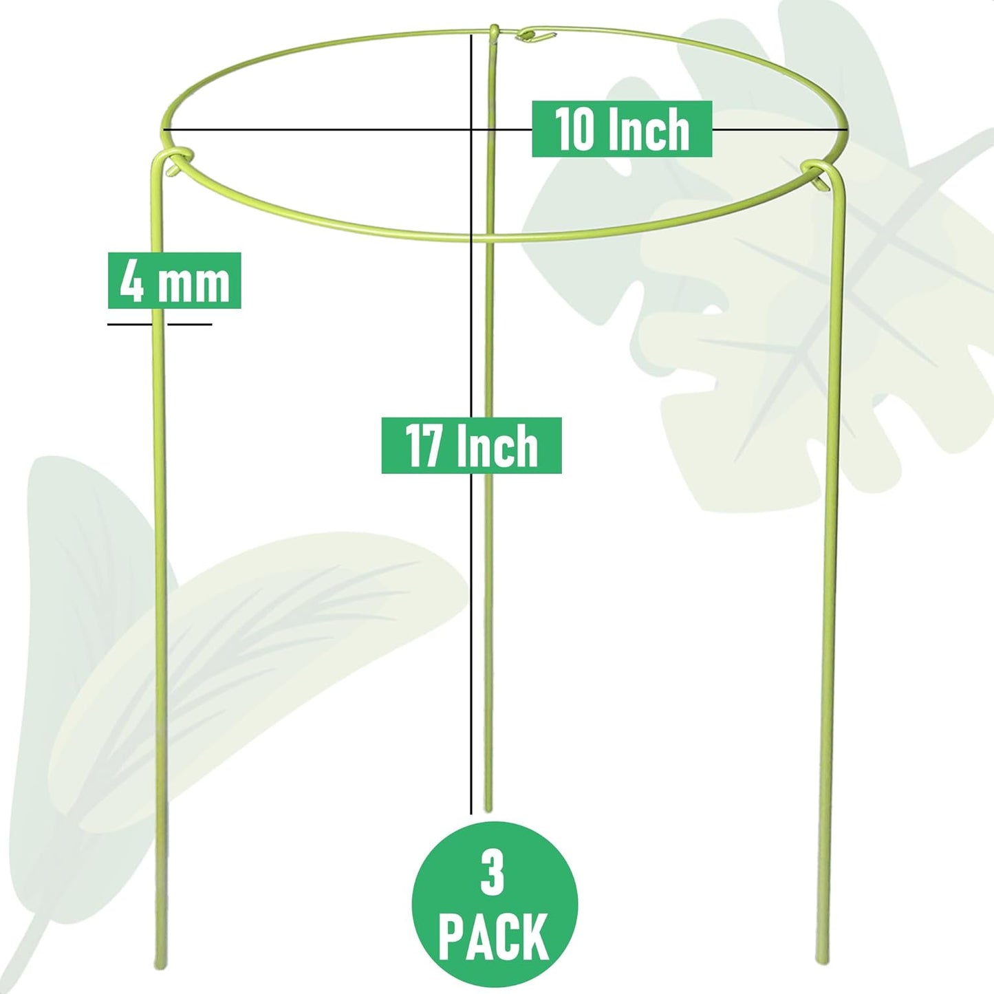 6-Pack Heavy Duty Plant Stakes and Supports for Indoor Outdoor Plants, Metal Support Stakes & Cage Rings, Ideal for Monstera, Peonies, Roses (6" W x 11" H)