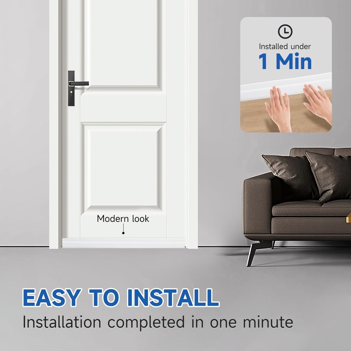 Door Draft Stopper Under Door Draft Blocker Insulator Door Sweep Weather Stripping Noise Stopper Strong Adhesive 43'' Length
