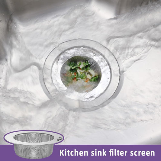 (2PCS) Stainless Steel Sink Strainer with Round Hanging Ring, Large Size (1.7x5.6 inch) Fine Mesh Basket Drain Filter, Universal Fit Kitchen Sink Strainer for Deep Sink