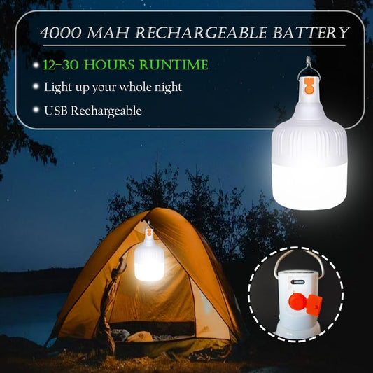 1500LM High Brightness Rechargeable Bulbs Camping Lantern, Power Display Portable LED Tent Light , Waterproof Hanging Emergency Light for Power Outages, Camping , Canopy Vendors Gathering 1 Pack