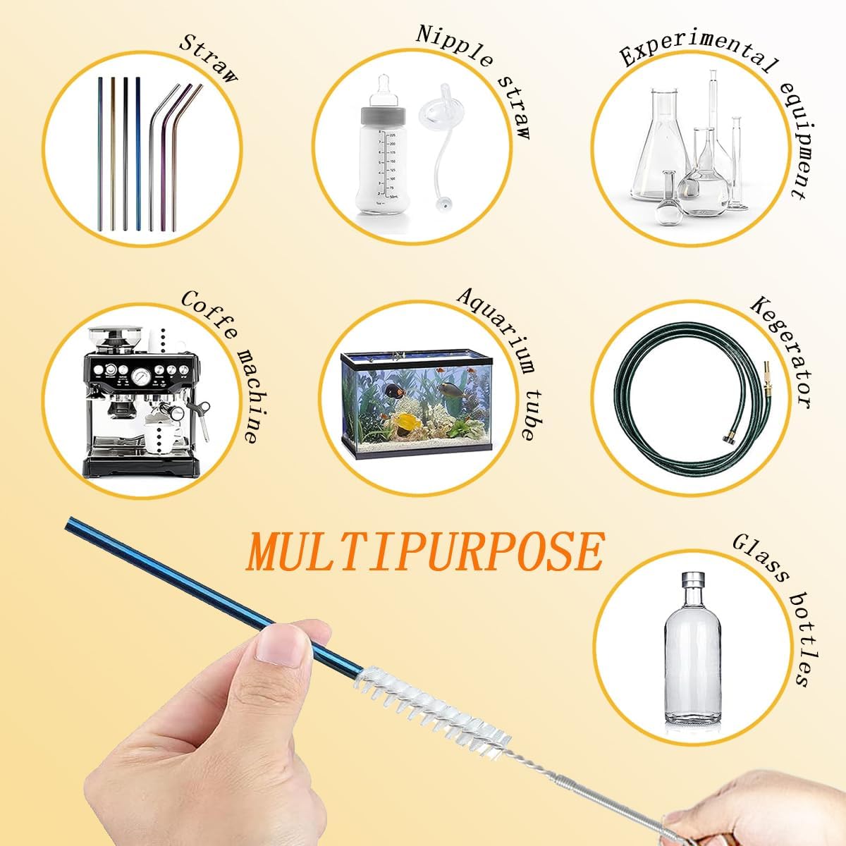 2-Pack Long Pipe Cleaners - 61" & 40" Stainless Steel Tube Cleaning Brush Set, Flexible Sunroof Drain Cleaning Tool for Sink, Refrigerator, Aquarium, Car Maintenance