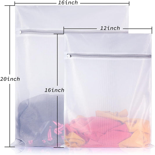 SUERIV Laundry Mesh Bag-Heavy Duty Fine Mesh Wash Bag for Washing Machine-Supper Zipper Net Laundry Bag for Travel,Lingerie,Sweater,Garment,Undergarment (1M+2L)
