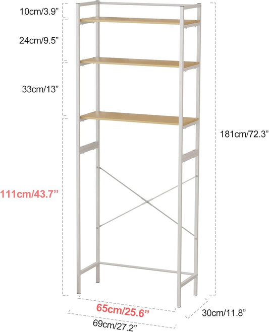 3-Tiers Medium Over Washer and Dryer Shelves, Laundry Room Organization and Storage, Bathroom Storage Shelf, Washing Machine Storage Utility Rack, Laundry Room Storage and Organizer White