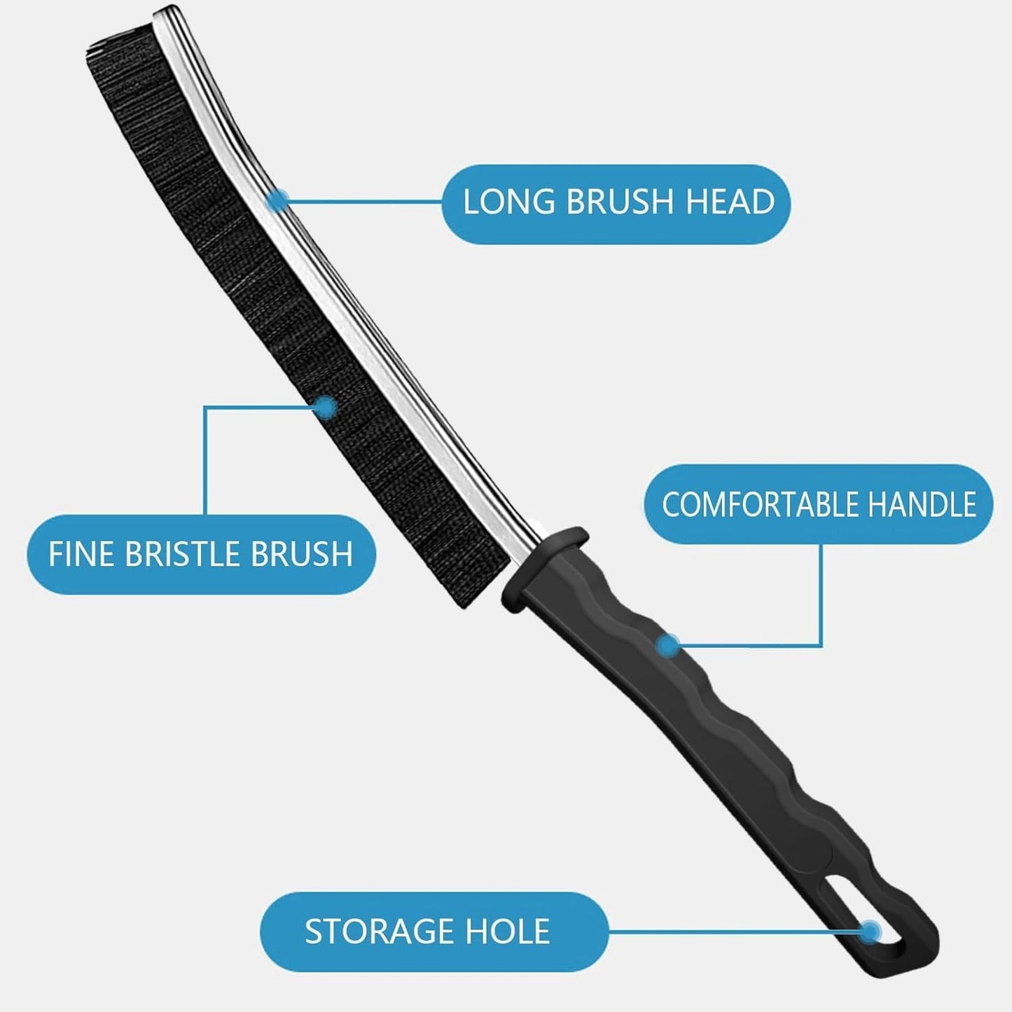 Crevice Cleaning Brush 12-Pack - Heavy Duty Hard Bristle Gap Brush for Deep Cleaning - Ultra-Thin Window Track Cleaning Tool for Shower Grout, Sliding Doors, Baseboards & Auto Detailing