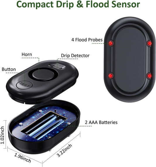 5 Pack Water Leak Detectors for Home, 100dB Water Sensor Alarm for Basement,Flood Leakage Detection Devices for Pipe/Drain/Sink/Faucet Drip Alert,Floor Flooding in Bathroom/Kitchen/Toilet/Laundry Room