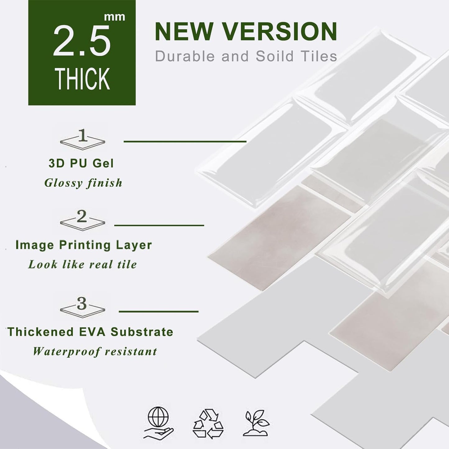 STICKGOO 10-Sheet Subway Tile Peel and Stick Backsplash, Self Adhesive Vinyl Wall Tiles, Stick on Backsplash for Kitchen and Bathroom(Thicker Design)