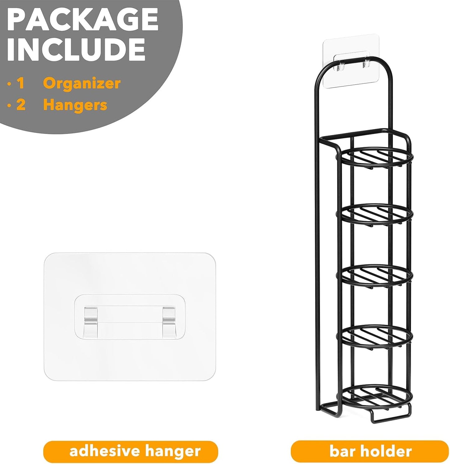 SpaceAid 4 Tier Shampoo Bar Holder for Shower, Self Draining Soap Bar Holders Caddy for Bathroom Wall and Kitchen Sink, Shampoo Bar Dish Rack, Stainless Steel Bar Soap Holder (Black)