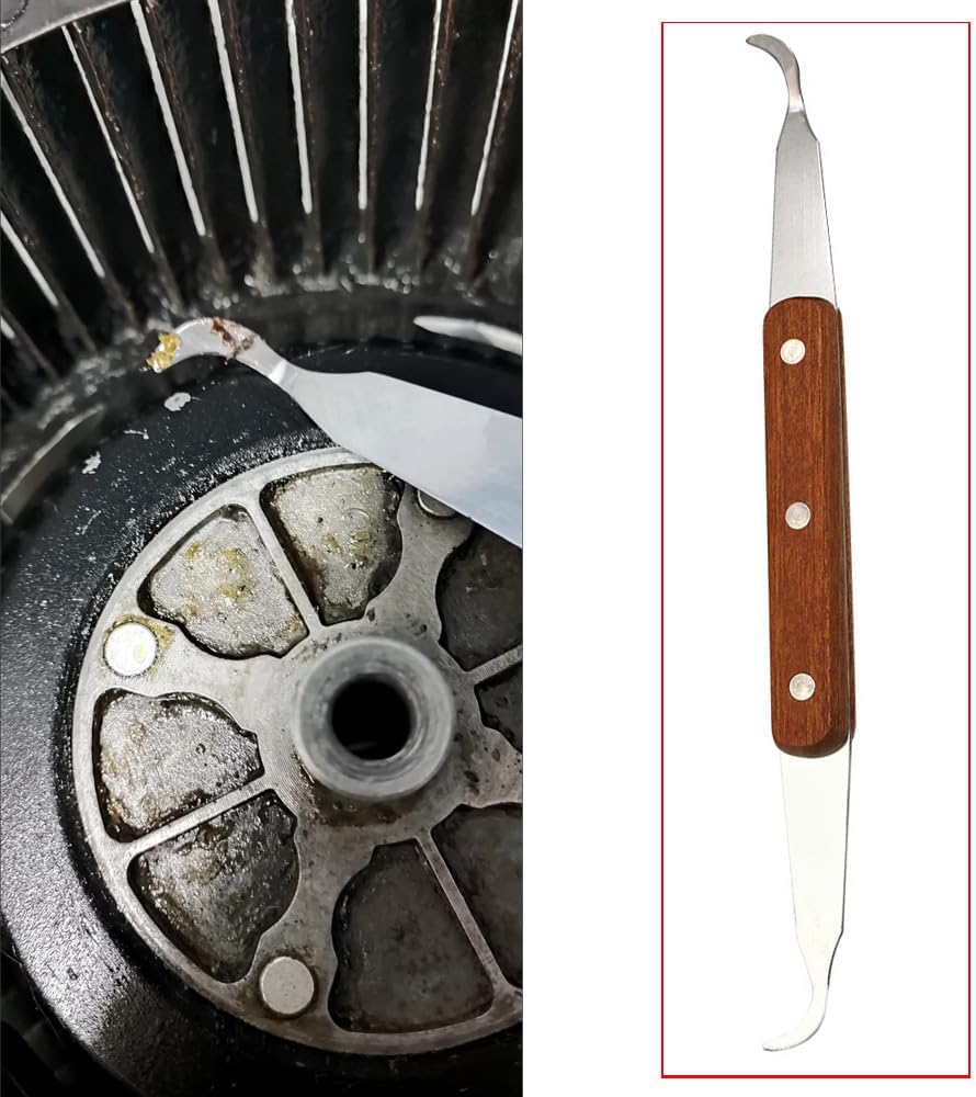 Range Hood Fan Grill Scraper Heavy Duty Multi-Purpose Griddle Scraper with Curved Tip Double Ended Cleaning Tool for Under-Cabinet Range Hood Kitchen Hood Vent Portable Barbecue Grill