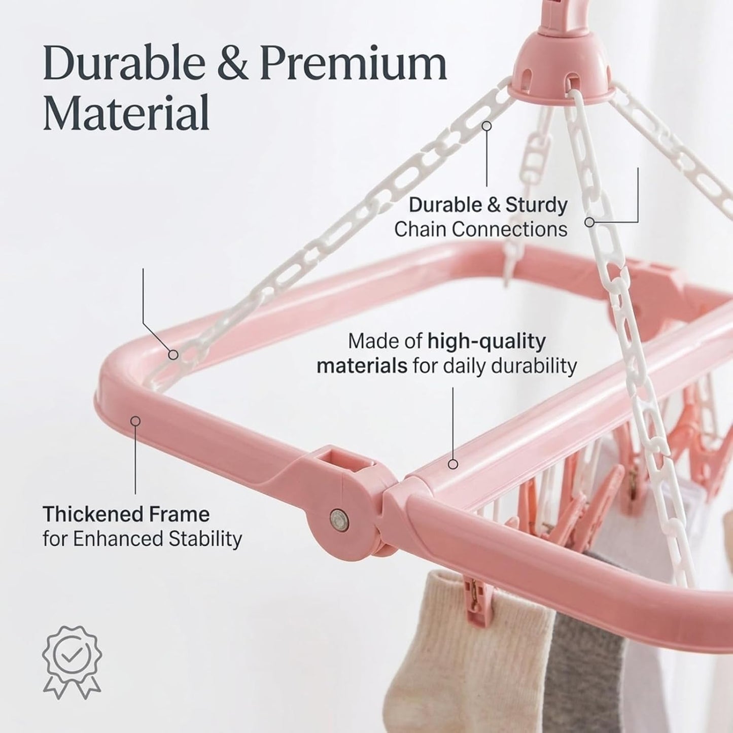 Clothes Drying Hanger with 32 Clips and Drip Foldable Hanging Rack (Light Green)