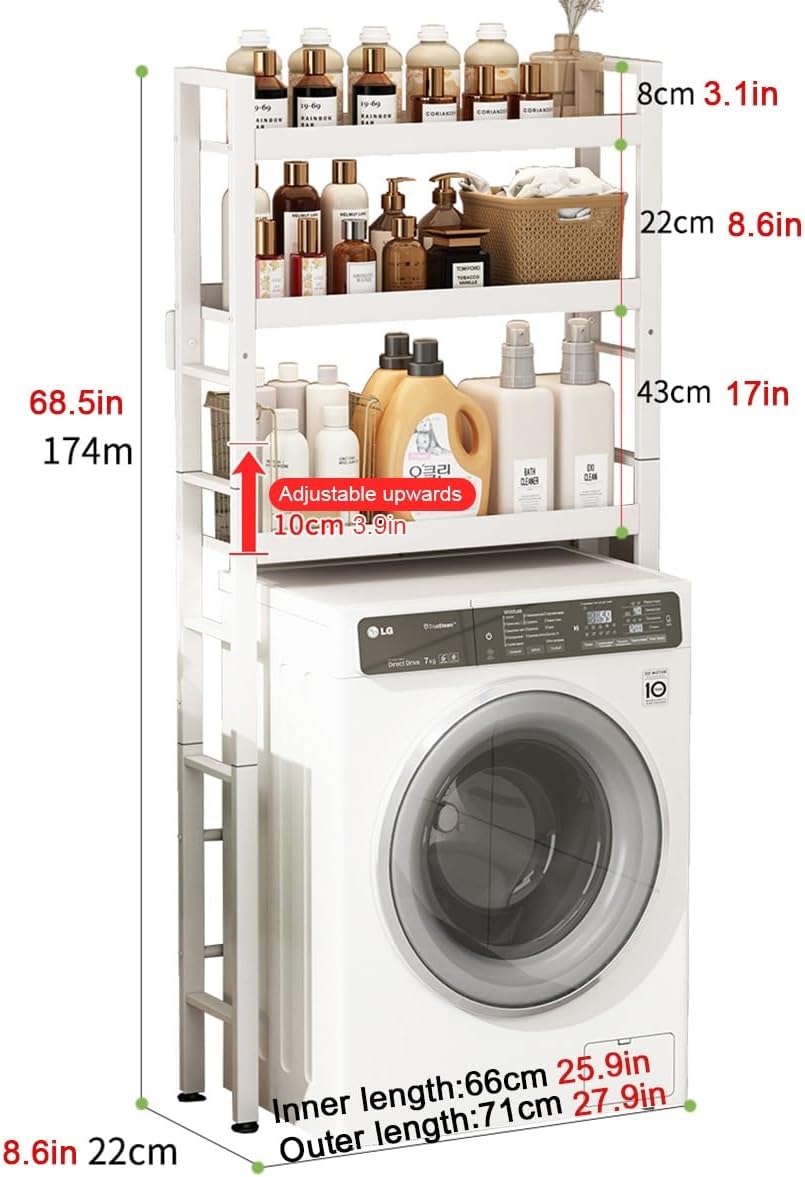 Toilet/Washing Machine Storage Rack,Over Washer And Dryer Shelves,Storage Rack Over Washing Machine Storage Unit,Laundry Room Storage And Organizer Standing Shelf,For Laundry Room Bathroom(White,59.8i