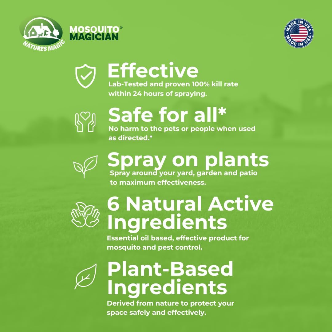 Mosquito Magician Ready-to-Use Mosquito Yard Spray 2 Gal (original scent) – Kills Mosquitoes, Fleas & Fire Ants, Repels & Prevents Ticks – Essential Oil Formula for Sprayers, Foggers & Misting Systems