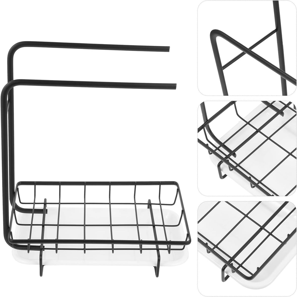 BESPORTBLE Multi-Function Dishcloth and Sponge Drying Rack Black Wall-Mounted and Desktop Kitchen Sink Storage Draining Holder Organizer for Home Cleaning Tools