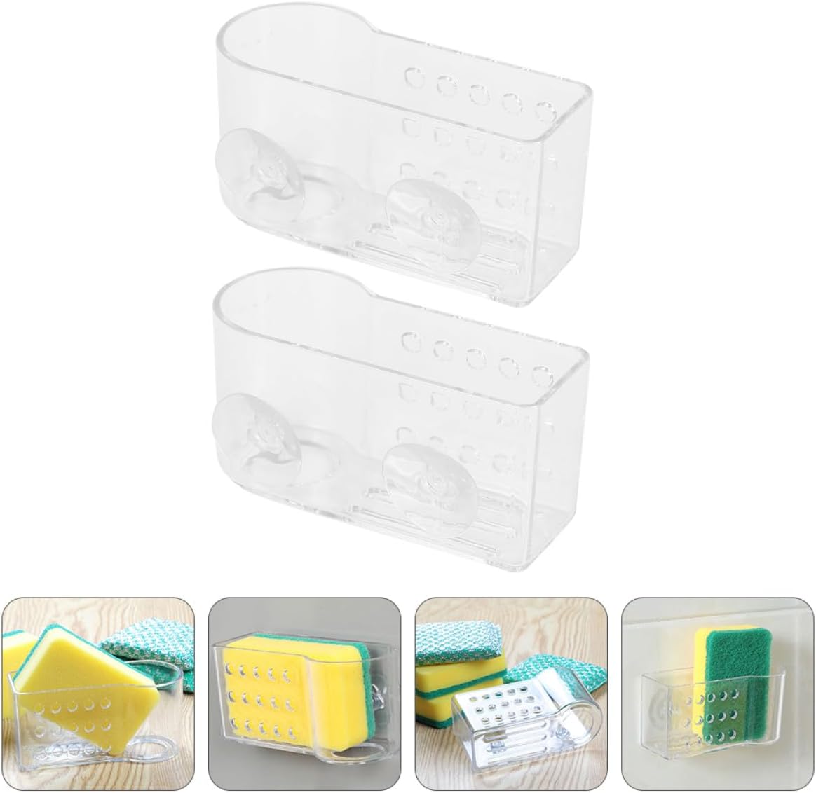 Uonlytech Kitchen Sponge Storage Rack and Cleaning Cloth Drainer, Wall-Mounted Single-Layer Organizer, Space-Saving Kitchen Drying Rack for Sink, 2pcs Household Storage Brackets