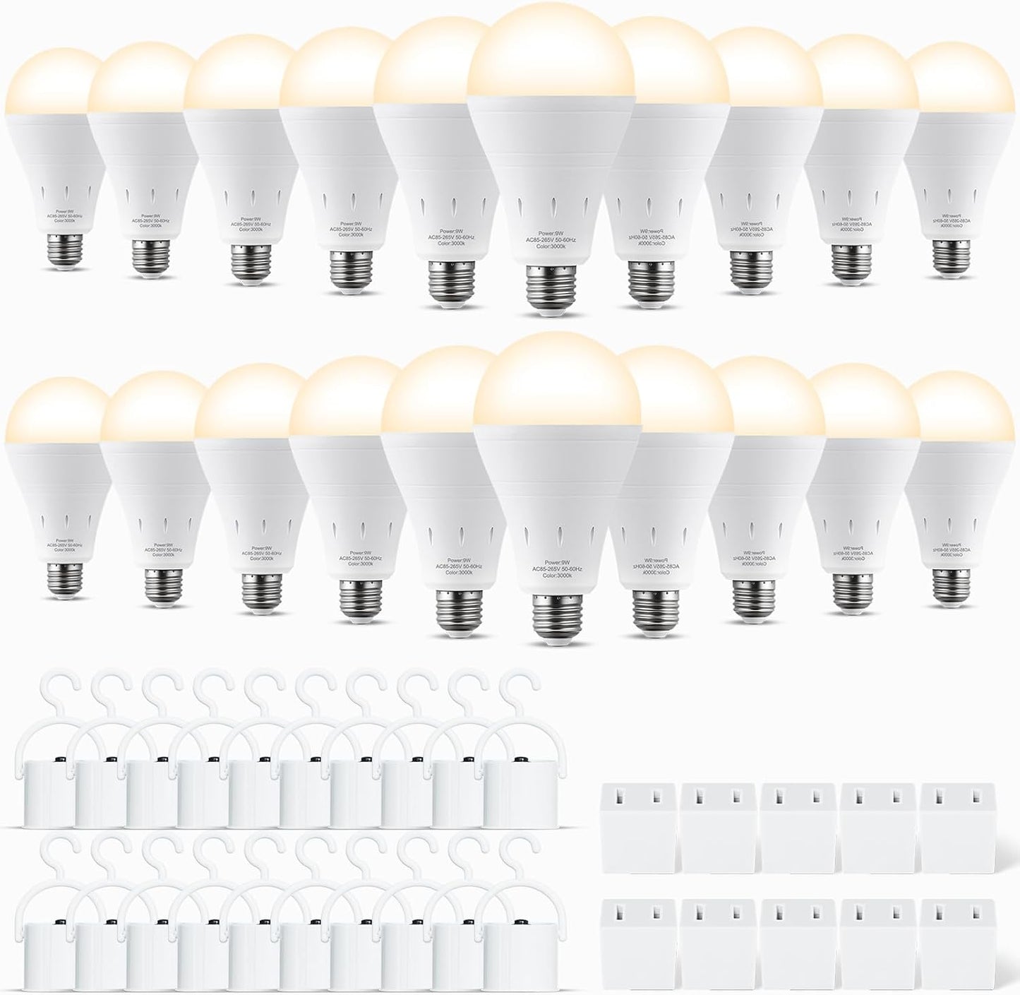 DEBAOBULB 4 Pack Rechargeable Emergency Light Bulbs, Battery Powered LED Light Bulb 6000K Daylight E26 120 Volt 9W 60W Equivalent with 1200mAh for Home Power Outage Camping Hurricane