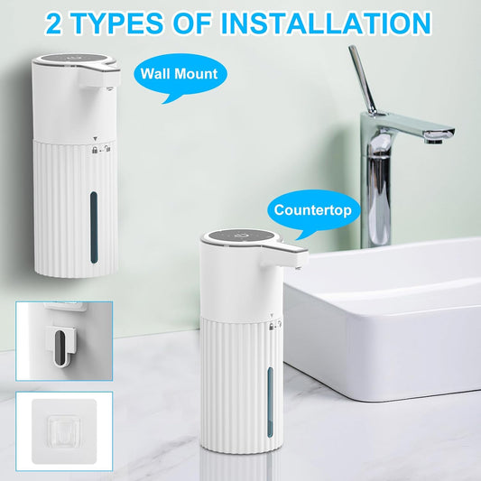 HOMELYLIFE Automatic Foam/Luquid Soap Dispenser, 13.53oz/400ml Touchless Dispenser w/ 4 Adjustable Levels, 1800mAh USB Rechargeable Smart Hand Free Dispenser for Bathroom,Kitchen,Office,Home (Foam)