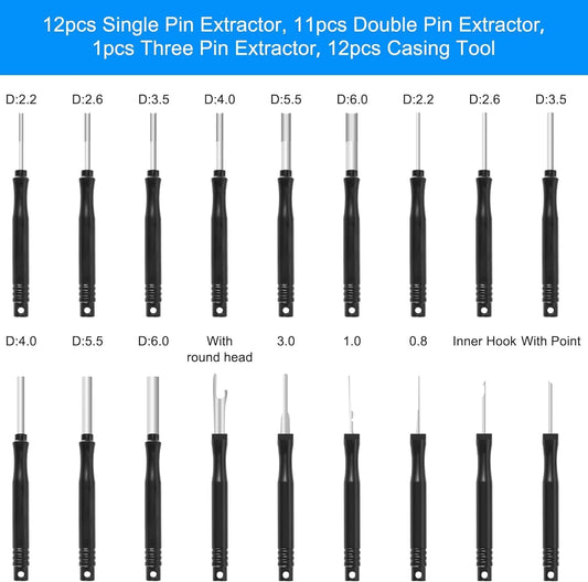 Terminal Pin Removal Tool Kit 82 Pcs Depinning Electrical Connector Pin Extractor Tool Set Wire Terminal Release for Automotive Car Household Devices - Black