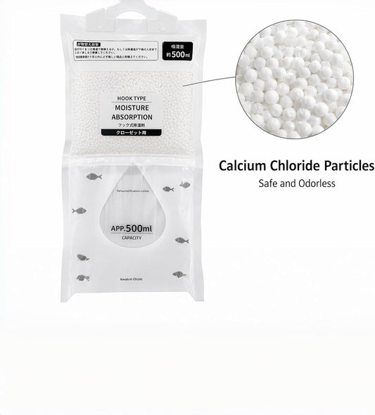 Hanging Moisture Absorber, 8.1 OZ per bag Calcium Chloride Dehumidifier Bags, Fragrance-Free Closet Dehumidifiers for Wardrobe, Bathroom, Basement, RV, 8 Pack