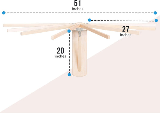 Pennsylvania Woodworks Wall Mounted Clothes Drying Rack - Heavy Duty, Collapsible Laundry Rack for Drying Clothes - Solid Maple Hardwood Foldable Drying Rack - Made in The USA - (Small)