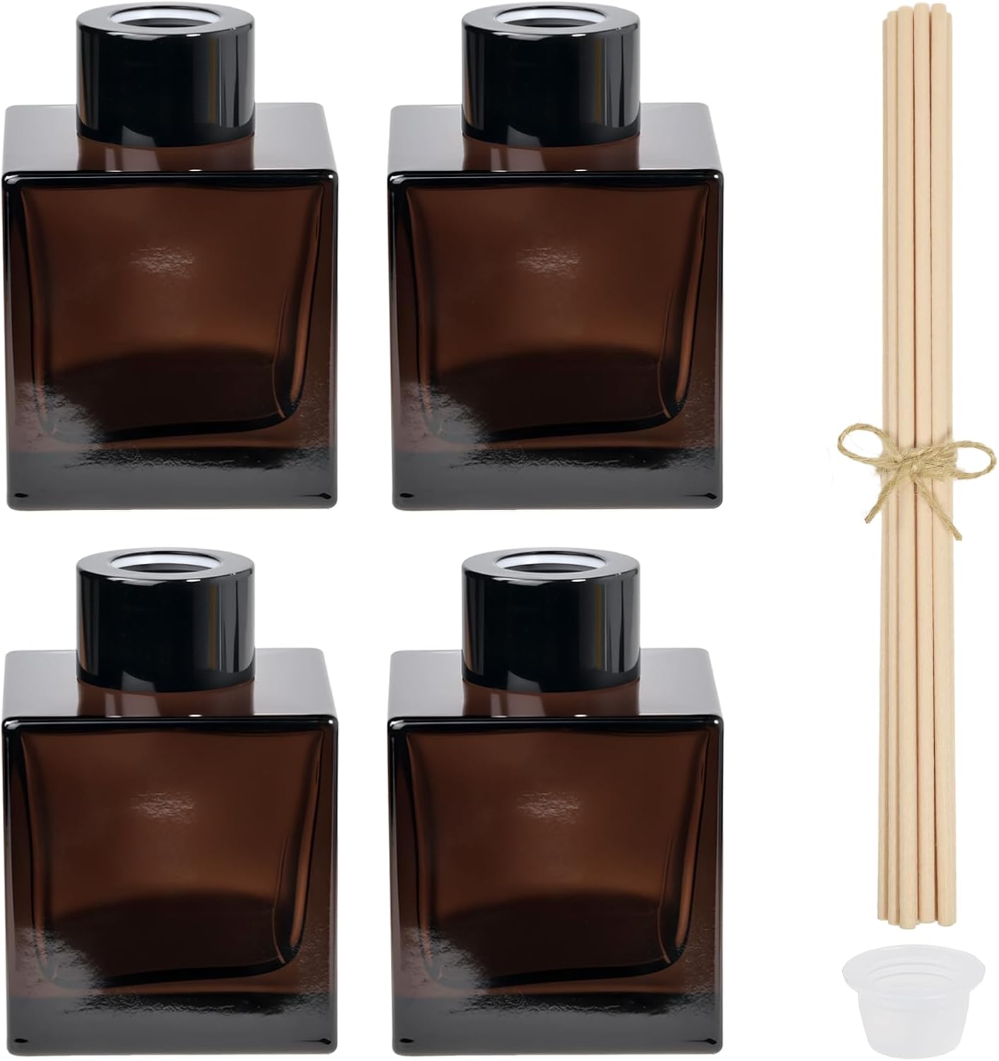 100ml 4pcs Reed Diffuser Bottles,Fragrance Diffuser Empty Bottle with 20pcs Reed Sticks for Home Fragrance Accessories and Women Gift Room,Home,Bathroom Decor