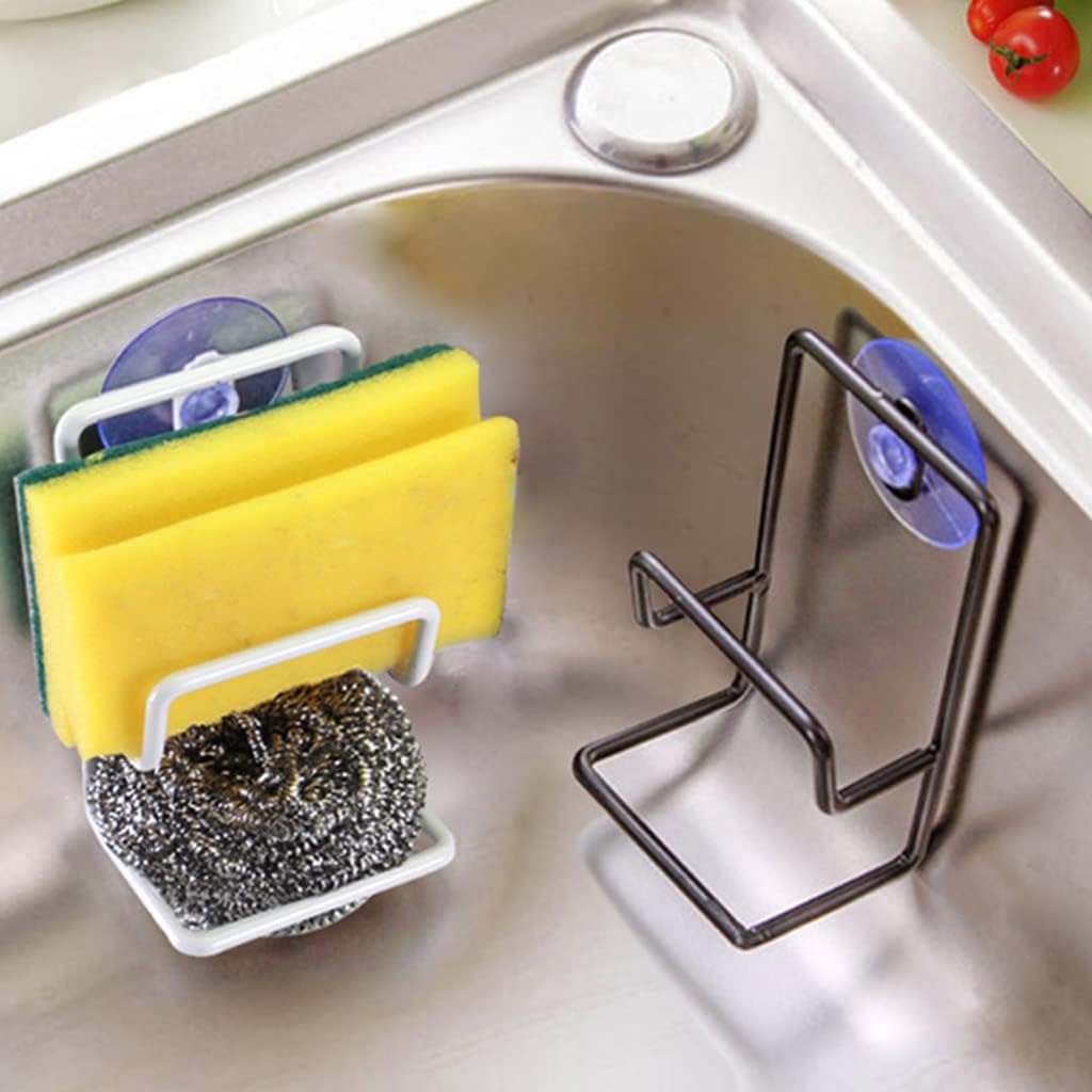 Sink Countertop Organizer Rack Wall Mounted Drain Rack Sponge Dishcloth Holder Sink Caddy Kitchen Accessories Punch-free Kitchen Sink Organizer Rack Stainless Steel Countertop for Cleaning Products