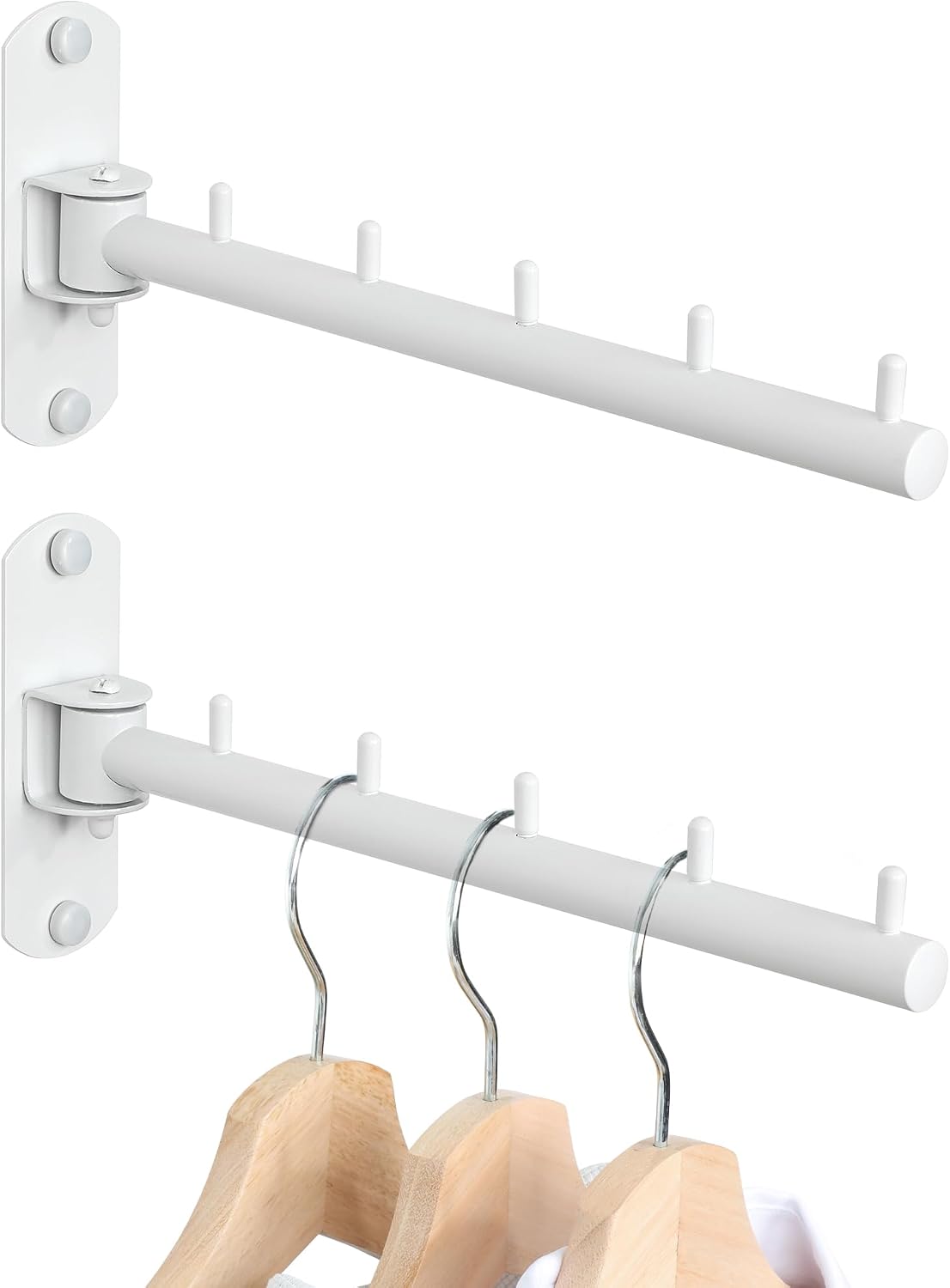 Mooche Swing Clothes Hanger Rack, Garment Racks Folding Clothes Bar Wall Mounted, 180°Rotation Laundry Drying Rack 304 Stainless Steel Space Saving for Laundry Room Bedroom Balcony, 9.45" Long