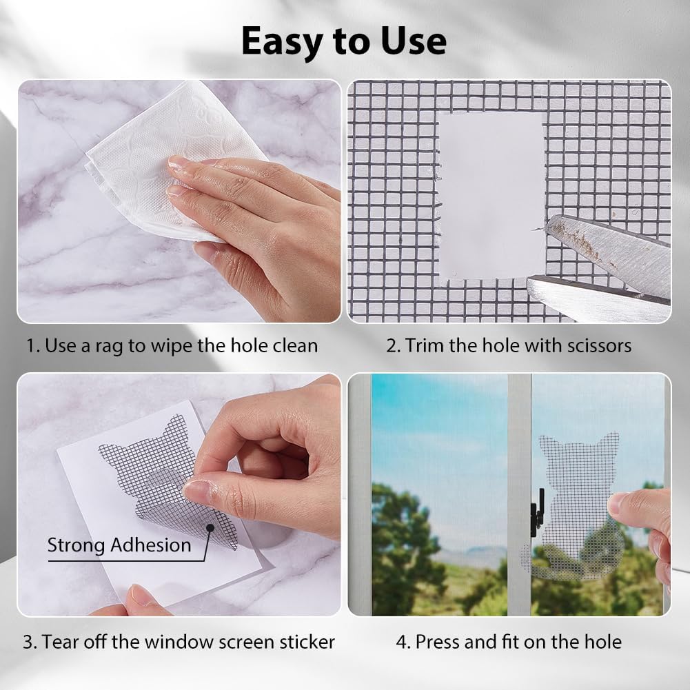 GORGECRAFT 40Pcs 2 Styles Door Window Screen Repair Patches Self-Adhesive Fiberglass Cat Pigeon Mesh Screen Repair Sticker Covering for Repair Holes Tearing Net Windows Screen 3.5 x 2.6 inch