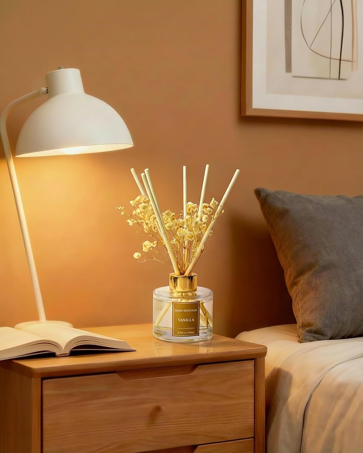 Reed Diffuser Set-Lemon Verbena Scent Fragrance Oil Diffuser with 6 Reed Sticks | Home & Bedroom Bathroom Decor,3.38 fl oz (100ml)