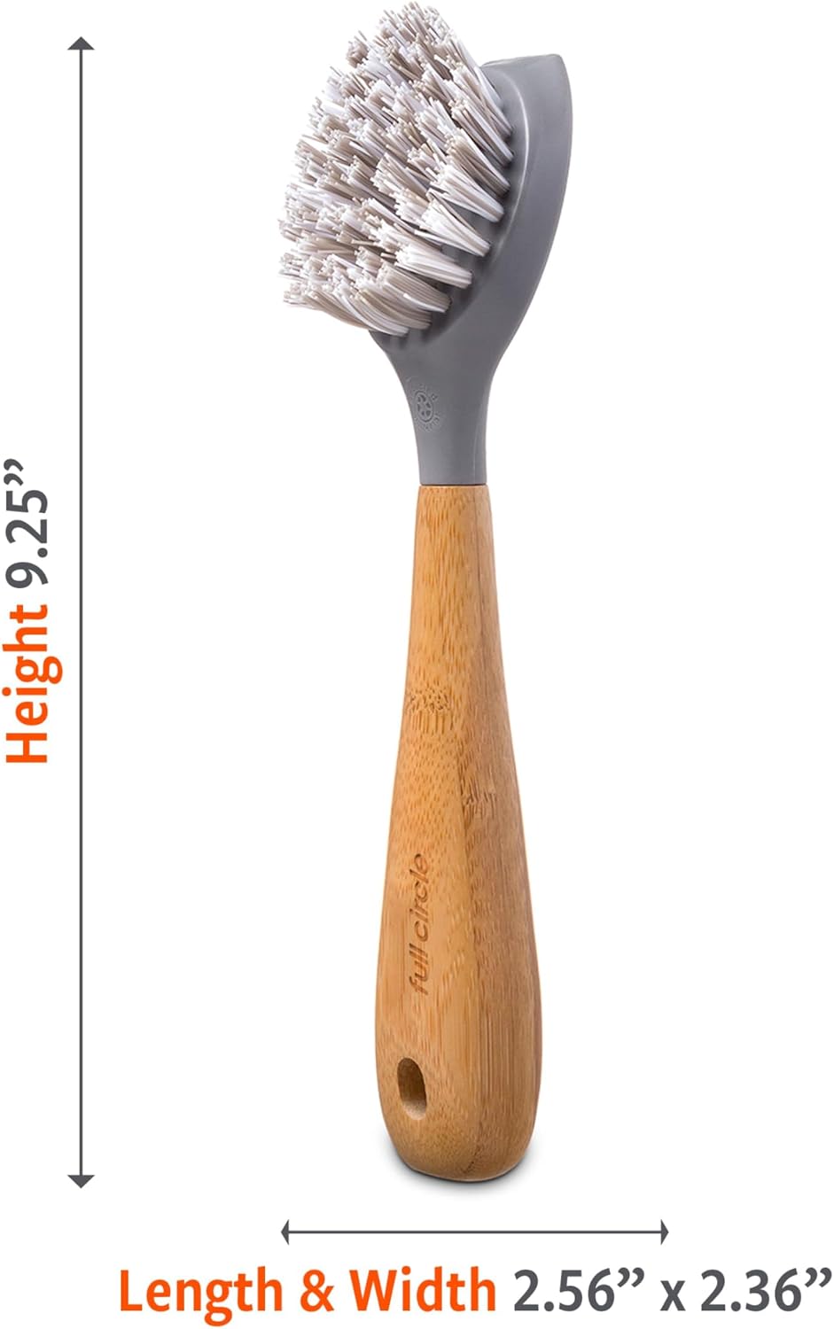 Full Circle Skillet Strong Cast Iron Bamboo Dish Brush and Scraper – Durable Kitchen Scrub Brush for Dishes, Pots, Pans, and Cast Iron, Sustainable, Made with Recycled Plastic