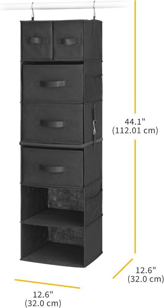 Whitmor 5 Section Closet Organizer - Hanging Shelves with Sturdy Metal Frame
