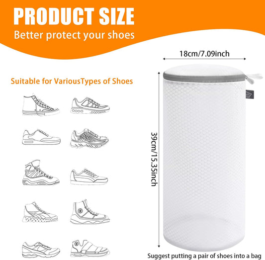 Kimmama Shoe Washing Machine Bag, Shoe Cleaning Bag, Grey Zipper, 7x15" | Shoe Bag, For Sneaker, Tennis, Footwear, Trainers, Slippers, Sock, Honeycomb Mesh, Prevent Tangling