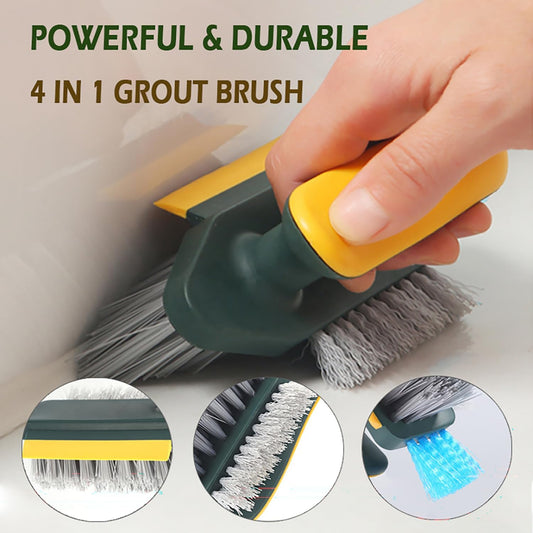 Alnorte 4 in 1 Grout Cleaning Brush with Scrape, V Shape Grout Cleaner for Tile Floors, Bathroom, Corner, Baseboard, Kitchen, Shower with Stiff Bristles (White)