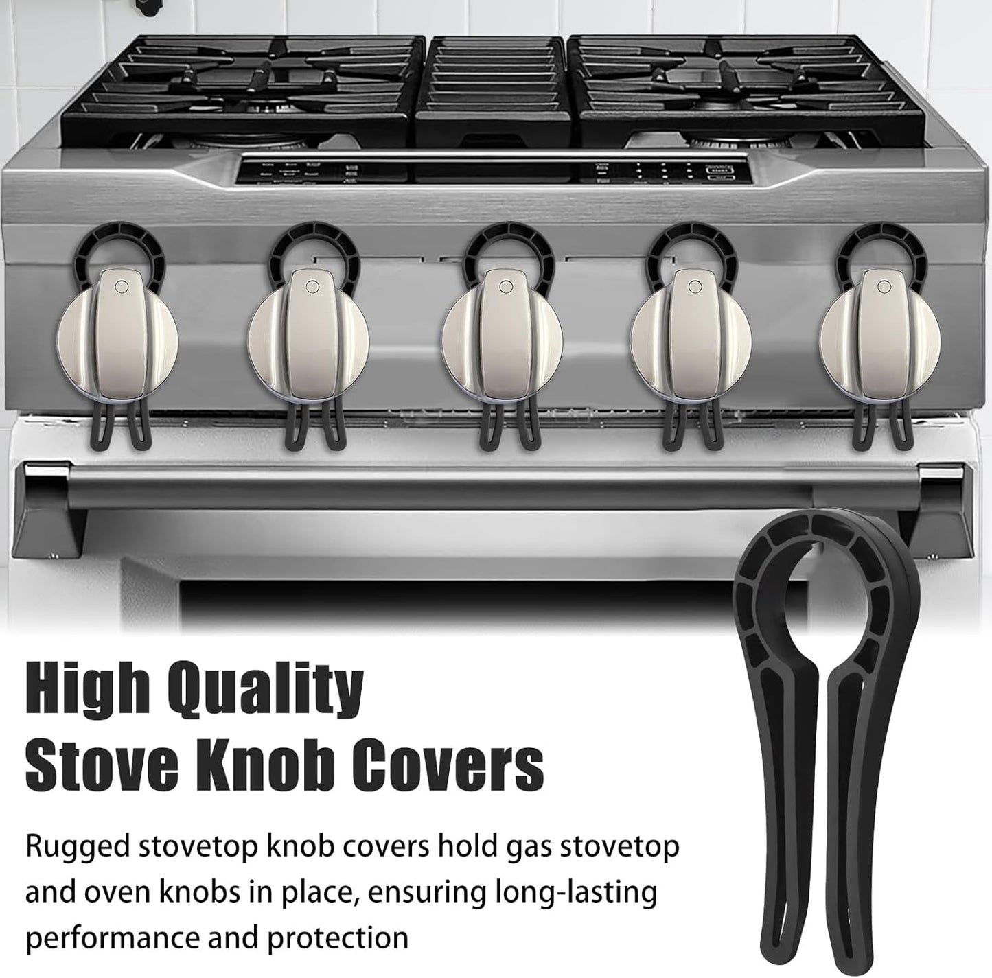 Stove Knob Safety Locks – Gas Stove Oven Knob Safety Covers –Child and Pets Proofing Locks (5 Pack) Black
