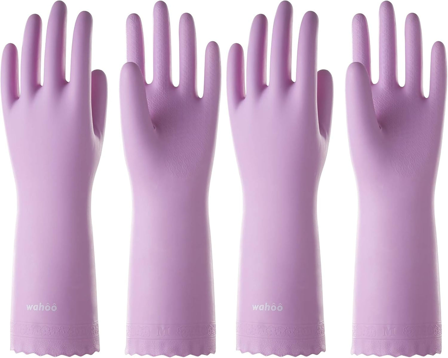 LANON wahoo Skin-Friendly Cleaning Gloves, Dishwashing Kitchen Gloves with Cotton Flocked Liner, Reusable, Non-Slip, Mauve Mist, Medium