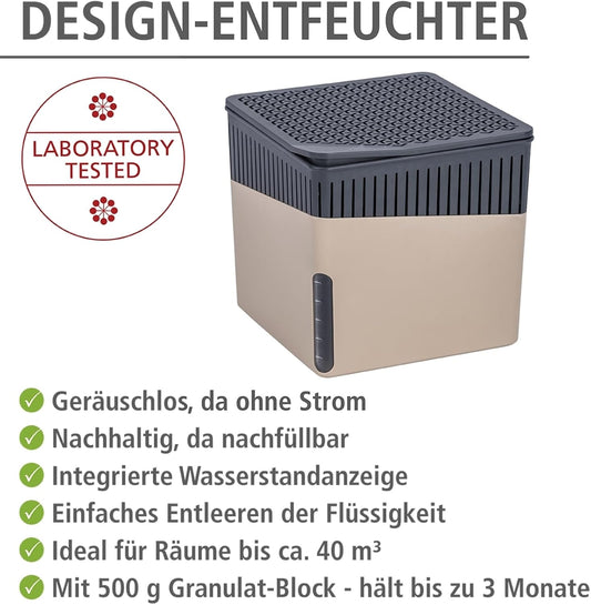WENKO Dehumidifier Small, Portable, Compact and Rechargeable, Moisture Absorber for Bathroom, Bedroom, Garage, Closet, 2800 Cubic Feet, 2.2lbs, White, 6.18 x 6.5 x 6.5, 2.2 lbs