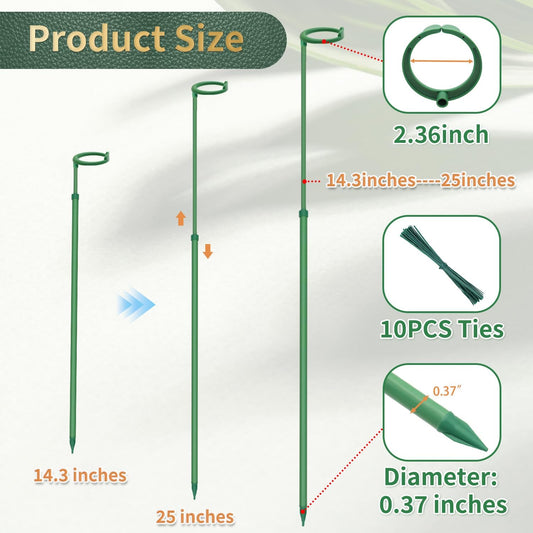 Telescoping Plant Stakes,3Pcs 17.9In to 42.3In Adjustable Monstera Plant Support Orchid Sticks with Clips, Plant Sticks Support Tall for Monstera,Orchids,Tomatoes,Vines & Indoor Outdoor Plants