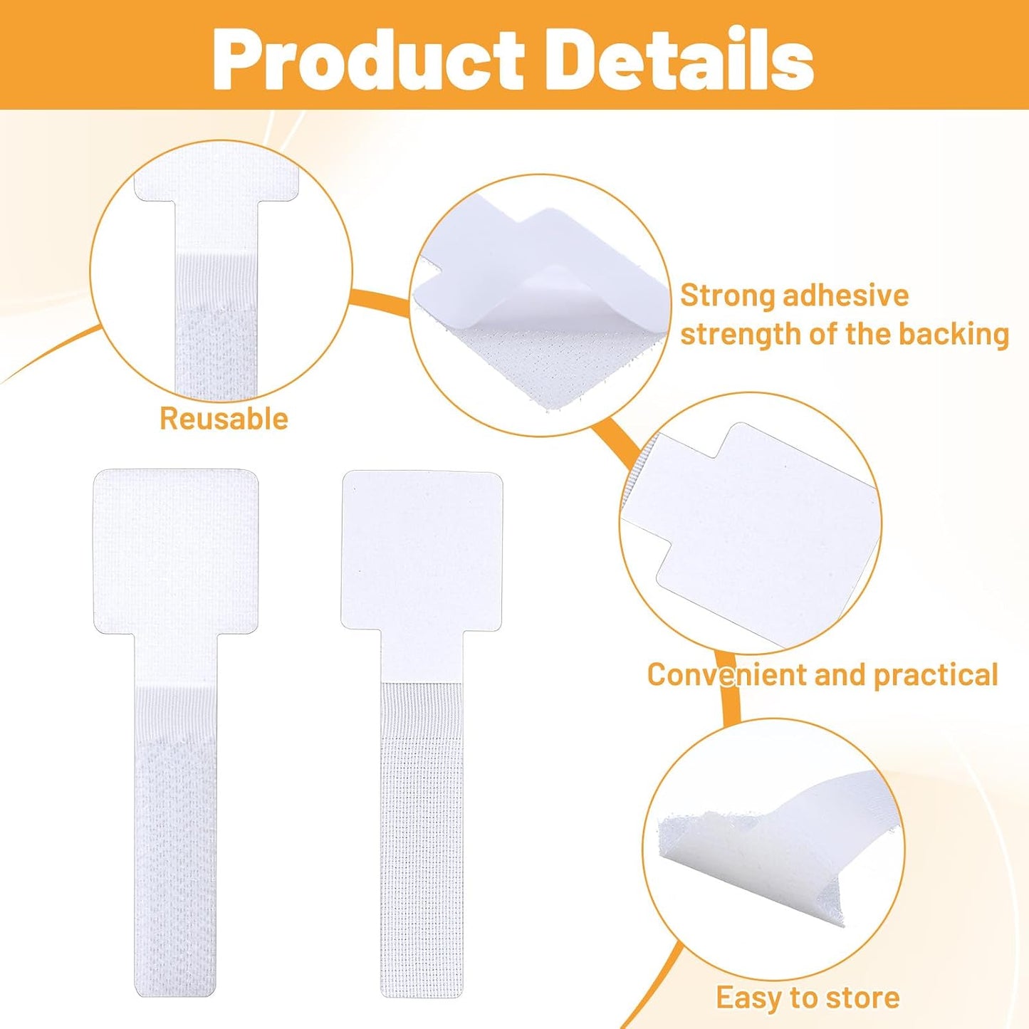 50 Pcs Cable Management Under Desk Wire Clips Under Table Hook and Loop Cable Straps White Adjustable Self-Adhesive Cables Ties Reusable Cord Organizer Holder for Home, Office