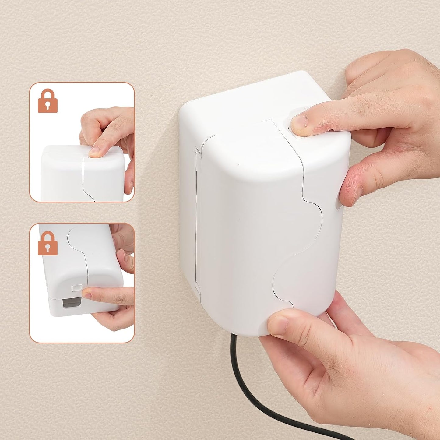 Child Proof Outlet Cover, Double Lock System, Duplex & Decorator Electrical Outlet Plates, Indoor Wall Outlet Covers Box, White, Large Interior Space