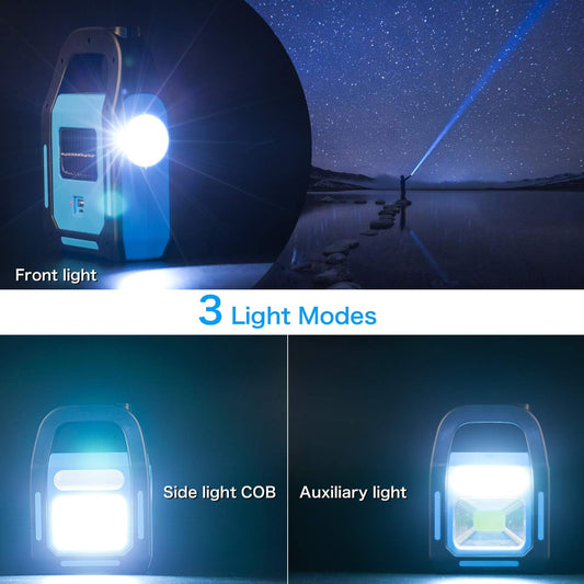 TANSOREN 2 Pack Solar Lantern Camping Essentials Accessories Lights, LED Lantern Flashlight for Power Outages, Rechargeable Tent Lights for Emergency, Hurricane, Survival Kits, Operated Lamp
