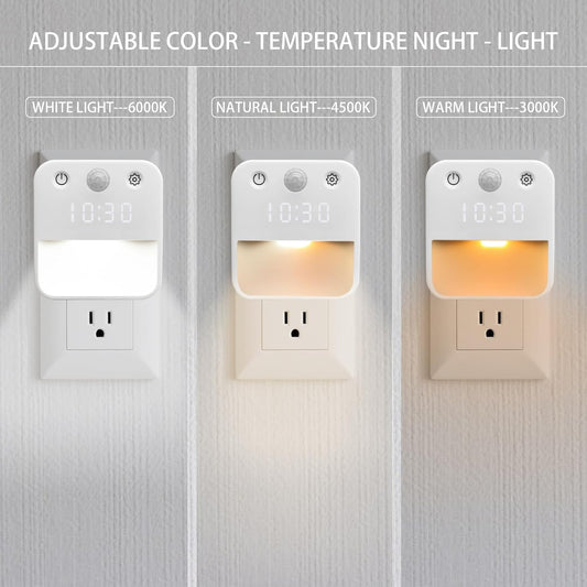 SX.man&sog Motion Sensor Light Indoor,3 Colors Temp Adjustable Motion Light Indoor with Time Display Ideal Night Lights for Bedroom,Kitchen or Bathroom (1 Pack)