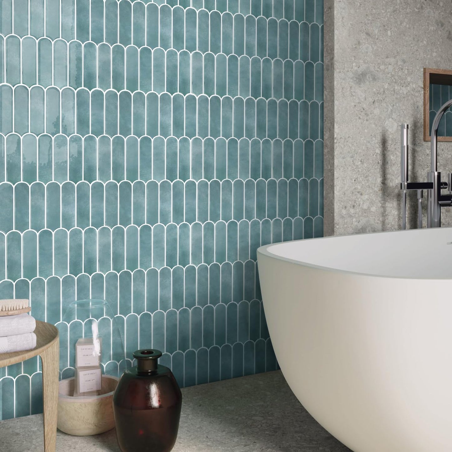 Commomy Thicker Ocean Mist Peel and Stick Backsplash - 10 pcs of 12" x 12" - 3D Adhesive Peel and Stick Tiles Backsplash for Kitchen, Bathroom, Removable, Waterproof, Vinyl Wall Tile