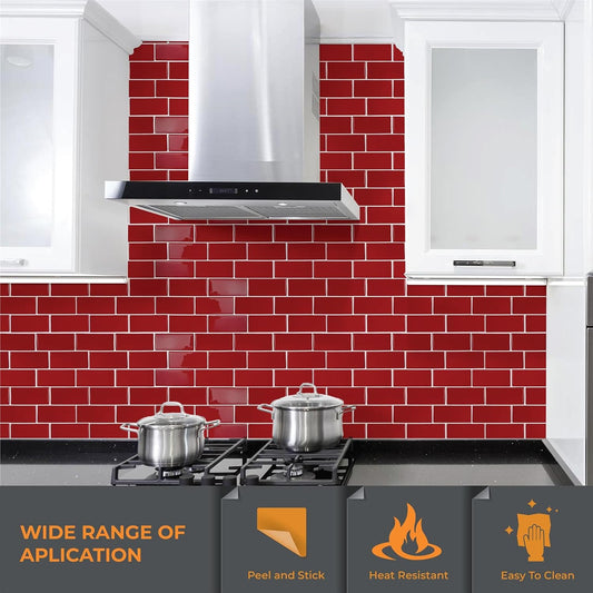 WALPLUS 20 Sheets Peel and Stick Kitchen Backsplash Tile Stickers Self Adhesive Stick on Subway Tile 12" x 6" Bathroom Splashback Water Heat Resistant 3D Wall Tiles Pure White Gray