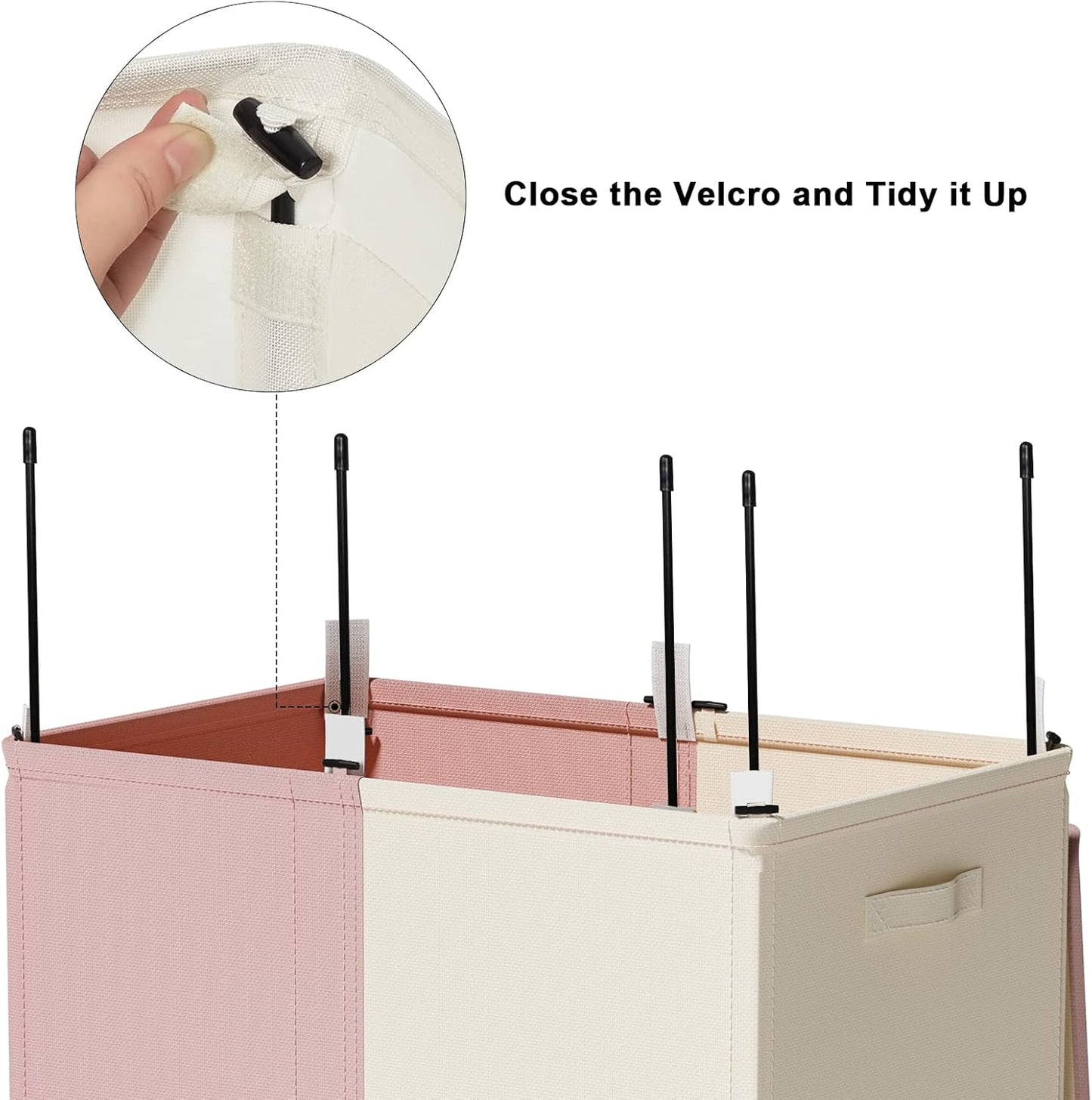 WOWLIVE Double Laundry Baseket with Lid and Removable Laundry Bags,154L Large Laundry Hamper 2 Section Collapsible Dirty Clothes Hamper for Laundry Room,College Dorm,Bathroom,Black and Beige