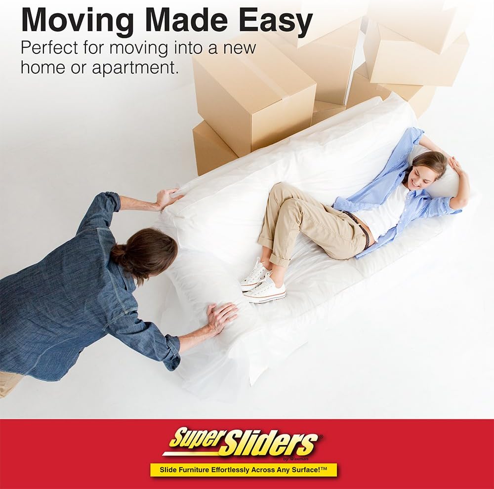 SuperSliders 4724095N Reusable XL Heavy Furniture Movers & SuperSliders 4705195N Reusable Furniture Movers for Hardwood Floors – Quickly and Easily Move Any Item 3-1/2” x 6” Linen (4 Pack)